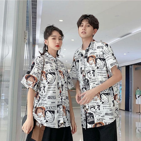 Mens Anime Print Shirt Button Up Blouse Clothing For Men Women Japanese Harajuku Shirts Casual Girl T Shirt Tee Tshirt Tops 2023, everythinganimee