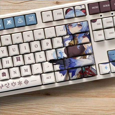 Genshin Impact Ganyu Keyboard Keycap Cartoon Anime Japanese Game 108Pcs OEM Height, everythinganimee