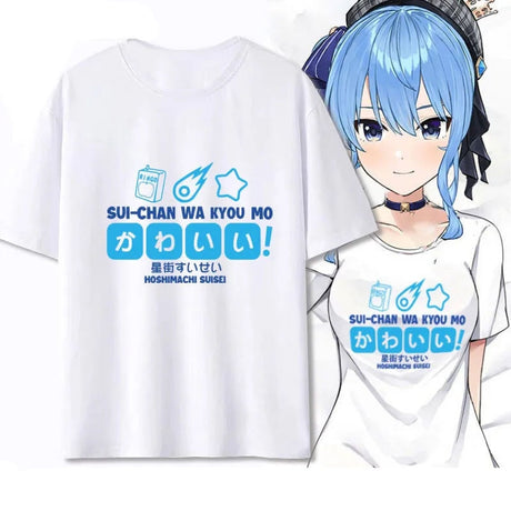 hololive Hoshimati Suisei Cosplay T-shirts Vtuber T Shirt Cotton Men Tees Funny Harajuku Cartoon Girl Male, everythinganimee