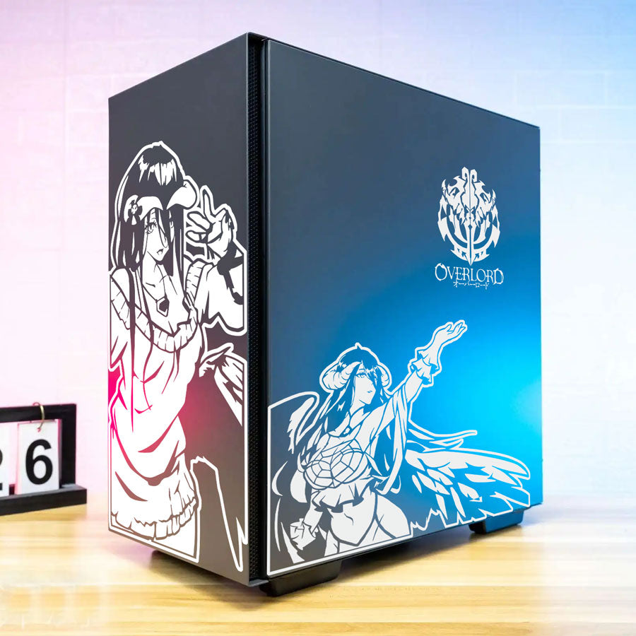 Overlord Albedo Anime Stickers for PC Case ,Cartoon Deocr Decals for ATX Computer Chassis Skin,Waterproof Easy Removable, everythinganimee