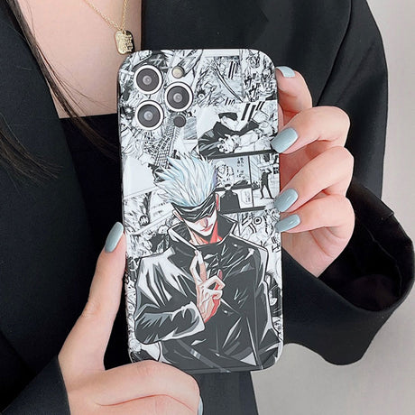 phone case featuring your favorite Jujutsu Kaisen characters, such as Yuji Itadori, Fushiguro Megumi on it. The case is compatible with iPhone 14, 13, 12, 11 Pro, X, Xs Max and XR.