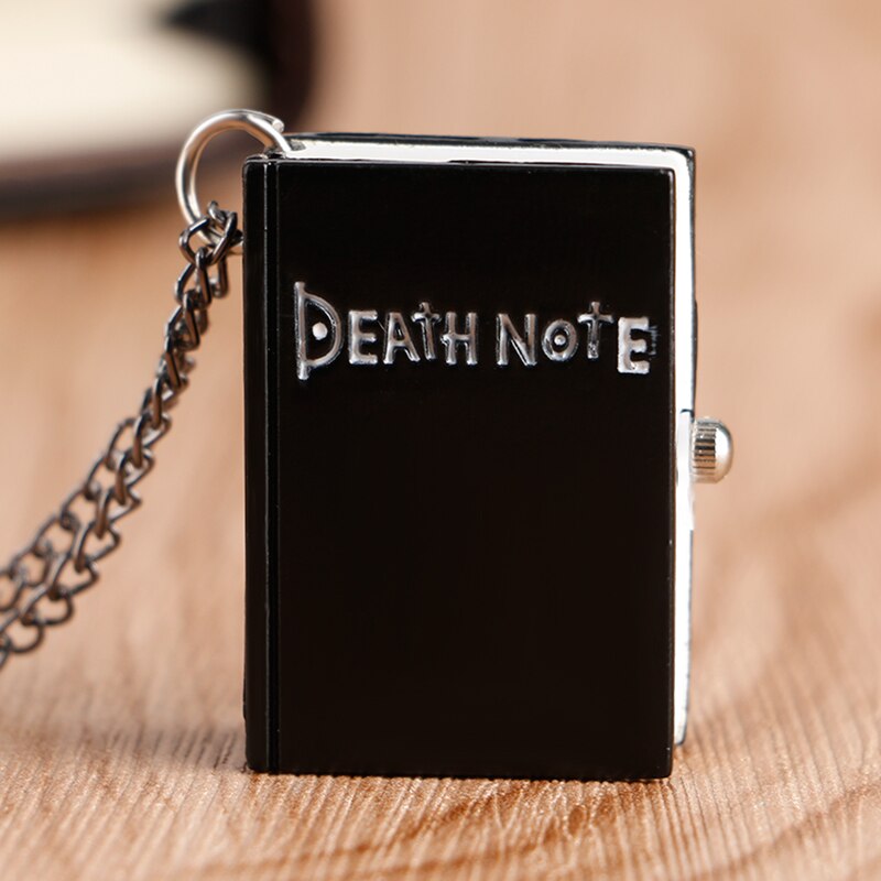 Steampunk Cool Death Note Quartz Pocket Watch Small Size Black Book Shape Neckalce Pendant Men Women Children Birthday Gifts