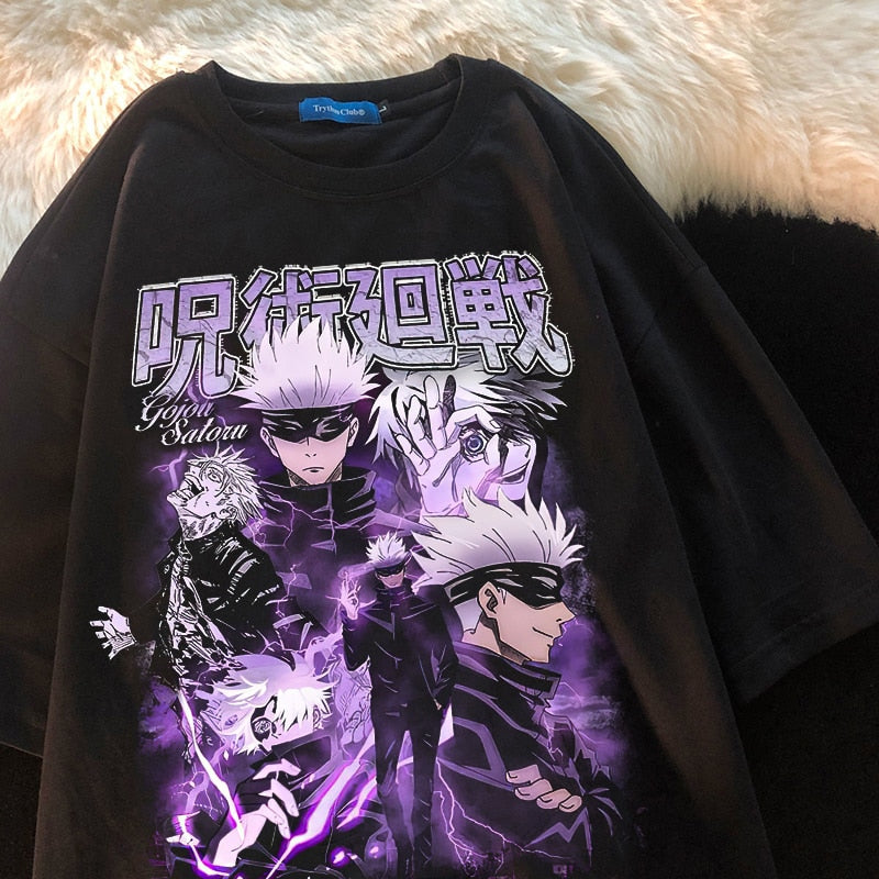 This shirt captures the magic of Satoru Gojo. If you're looking for more Jujutsu Kaisen merch, we have it all! Check out our anime merch now—free shipping!