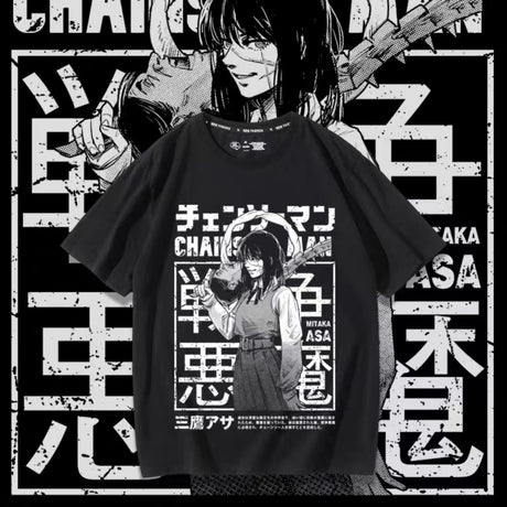 Upgrade your wardrobe today with our Mitaka Asa Chainsaw Man Shirt | If you are looking for more Naruto Merch, We have it all! | Check out all our Anime Merch now!