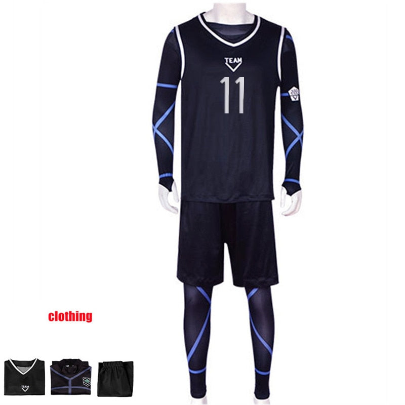 Anime Blue Lock Nagi Seishiro Cosplay Costume Black Jersey Jumpsuit Football Bodysuit Halloween Christmas Party Clothes, everythinganimee