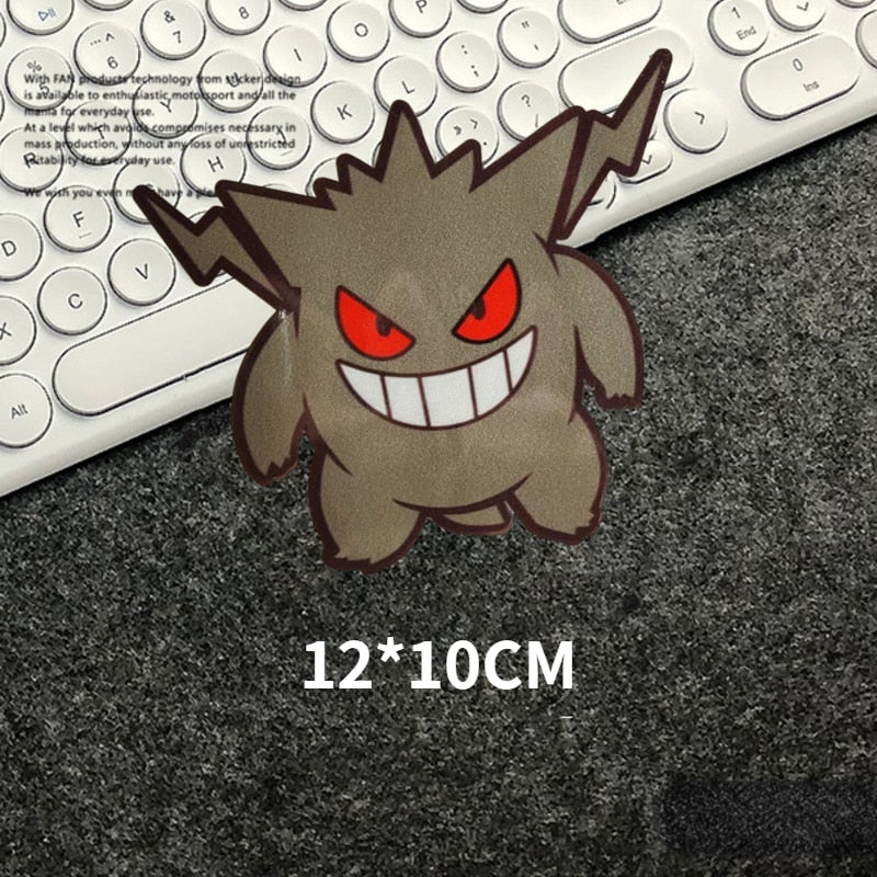 Pokemon Black Pikachu Gengar car stickers Japanese anime surrounding dark elf decoration electric motorcycle scratches cover, everythinganimee