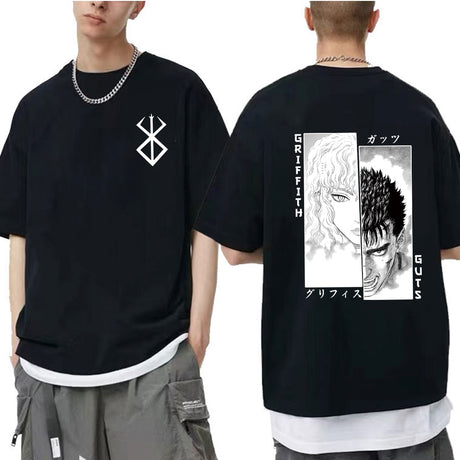Get the ultimate anime look with our 2023 Men & Women's Berserk Guts & Griffith T-Shirts. Perfect for Harajuku fashion, Hip Hop style, or a casual summer look. High-quality print & comfortable fit. Order now!