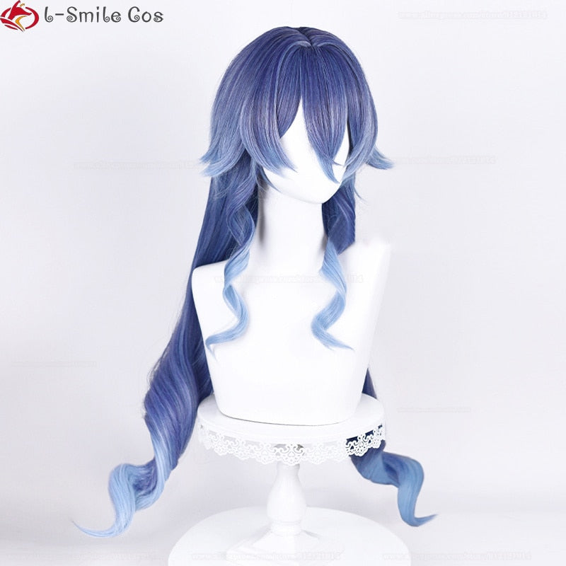 Layla Cosplay Wig Game Genshin impact Cosplay Layla Genshin Wig Long Curly Hair Blue Gradient Heat Resistant Hair Wigs + Wig Cap