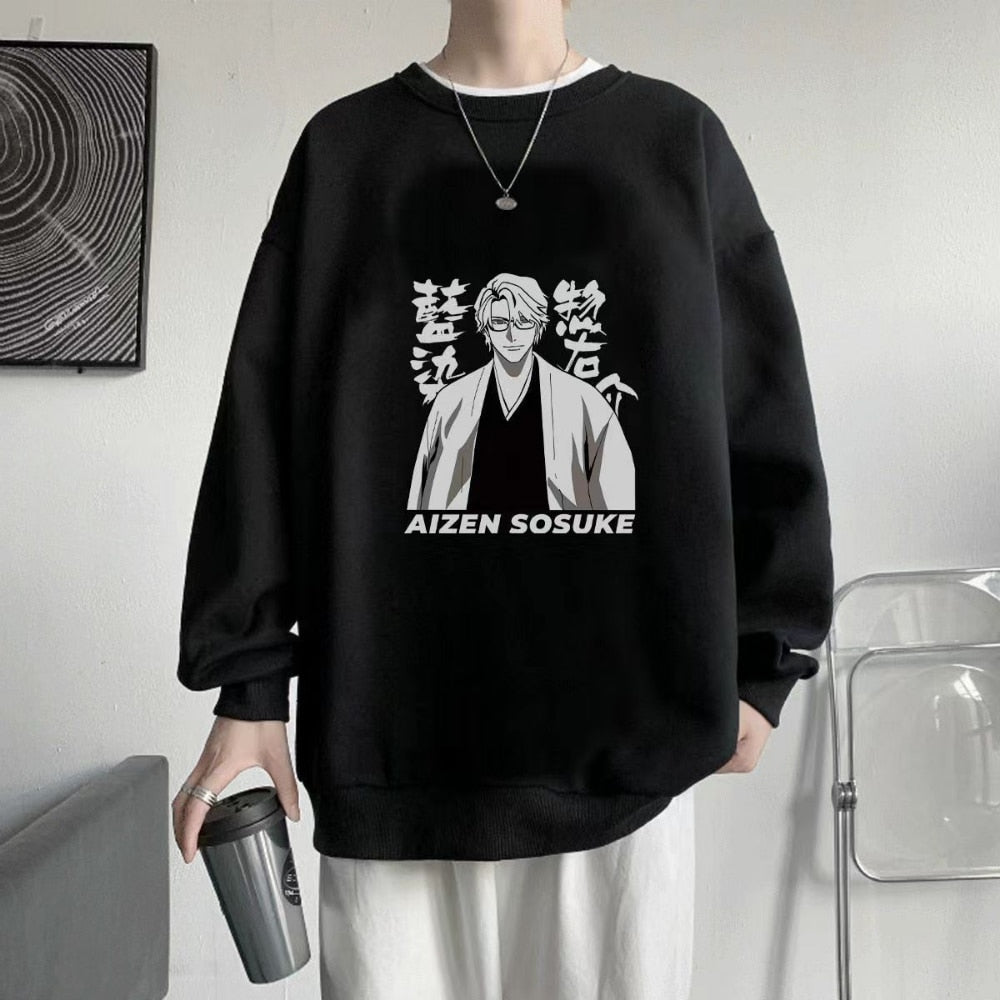 Aizen Sousuke Anime Sweatshirts Bleach Manga Graphic Winter Oversize Men Pullover Tracksuit Women Long Sleeve Top Couple Clothes, everythinganimee