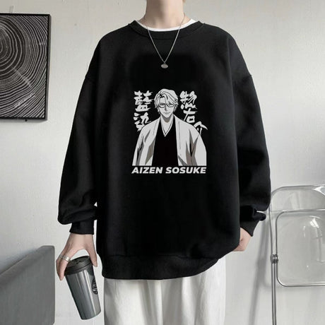 Aizen Sousuke Anime Sweatshirts Bleach Manga Graphic Winter Oversize Men Pullover Tracksuit Women Long Sleeve Top Couple Clothes, everythinganimee