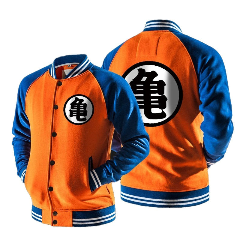 NEW Dragon Ball Cosplay Goku Turtle Print Sweater Spring Autumn Fashion Raglan Sleeve Trend Stand Collar Baseball Jacket, everythinganimee