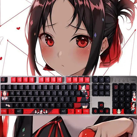 Kaguya-sama: Love Is War Shinomiya Kaguya Keycaps Cherry Profile Sublimation Mechanical Keyboard Key Caps 104 Keys Anime Keycap, everythinganimee