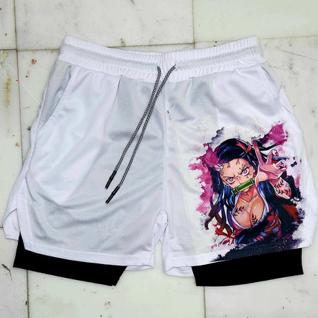 Demon Slayer Anime Gym Shorts Men Women Gothic Nezuko Print 2 in 1 Performance Shorts Fitness Casual Sports Y2K Short Pants Girl, everythinganimee