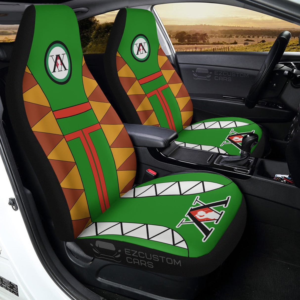 Car Seat Covers Anime Hunter x Hunter themed Car Interior Accessories,2 PCS Universal Front Seat Protective Cover, everythinganimee