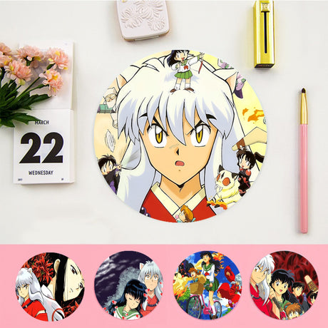 Anime Inuyasha Mousepad Animation Round Office Computer Desk Mat Table Keyboard Big Mouse Pad Non-slip For PC Computer Table, everythinganimee