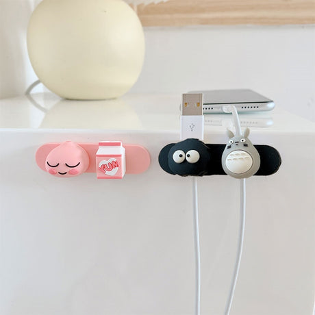 Universal Cartoon Magnetic Desk USB Cable Organizer Clip Wire Earphone Phone Line Cord Protector Winder Tidy Holder Management, everythinganimee