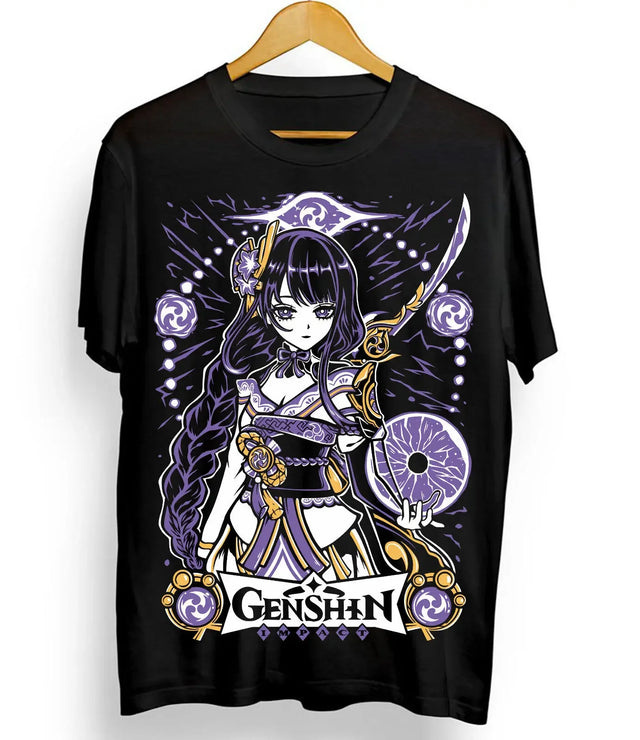  This kawaii tee features the powerful Raiden Shogun from Genshin Impact, perfect for fans. If you are looking for more Genshin Impact Merch, We have it all! | Check out all our Anime Merch now!