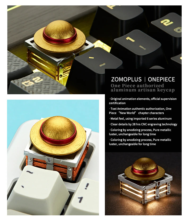 One Piece Series Luffy & Chopper 3D Hat Aluminum Artisan Keycaps