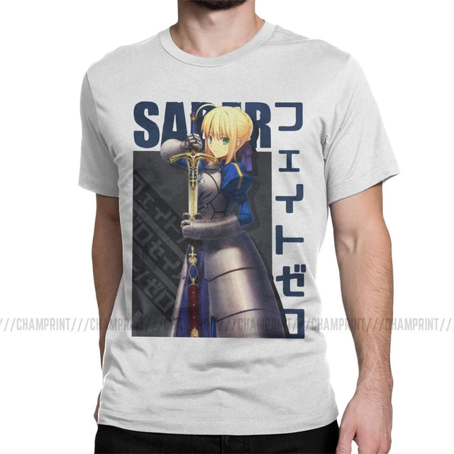 This T-shirt embodies the captivating presence of Saber  | If you are looking for more Fate Stay Night Merch, We have it all!| Check out all our Anime Merch now!