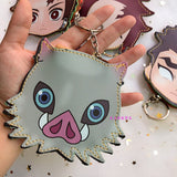 Anime Demon Slayer Cosplay Kimetsu No Yaiba Kamado Nezuko Hashibira Inosuke Coin Wallet Purse Lovely PU Wallet Keychain Gift, everythinganimee