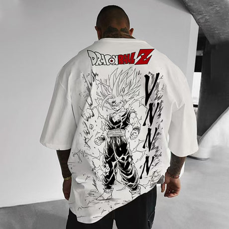 Here at Everythinganimee we only have the best shirts in the world! Step into the power and intensity of Dragon Ball Z with the Gohan Ascension Oversized Tee, showcasing a bold, monochrome sketch of Gohan unleashing his ultimate power. This stylish tee features a large, dynamic print that captures Gohan's fierce determination, making it a perfect addition for any Dragon Ball Z fan. 