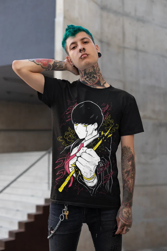 This tee featuring Mash Burnedead, the powerful protagonist who conquers all without magic. If you are looking for more Mashle Merch, We have it all! | Check out all our Anime Merch now!