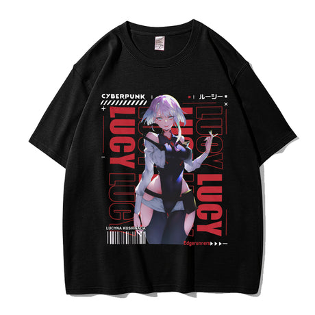 Here at Everythinganimee we have the best anime shirts in the world. Embrace the chaos of the Cyberpunk universe with this striking Rebecca T-shirt from Edgerunners. Featuring bold, vibrant artwork of the fearless and fierce Rebecca, this shirt embodies her edgy and unapologetic style. 