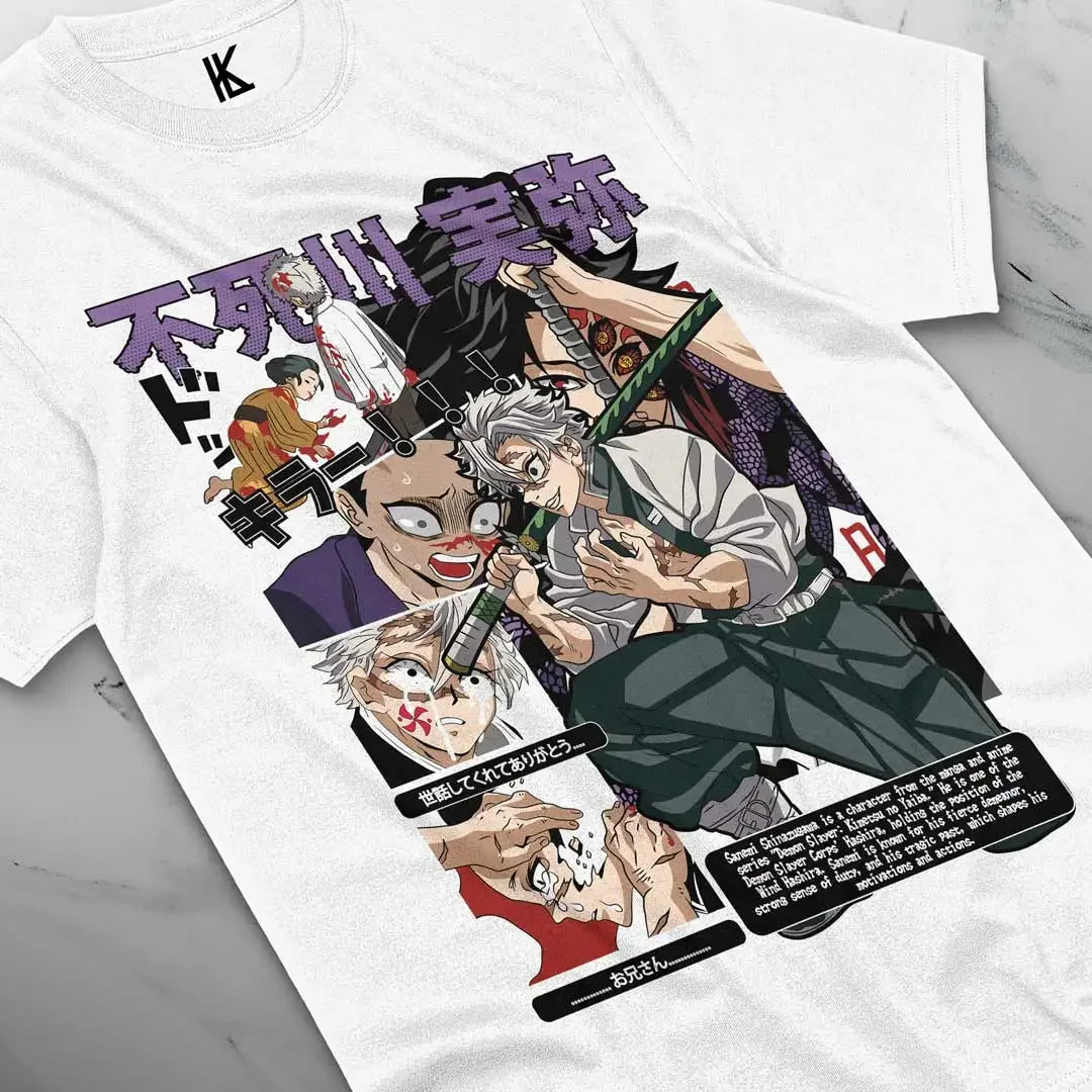 Here at Everythinganimee we have the best anime shirts in the world.
Dive into the intense world of Demon Slayer with this Sanemi Slayer Tee, capturing the fierce determination and raw energy of Sanemi Shinazugawa, the Wind Hashira. This striking design showcases Sanemi’s powerful stance.