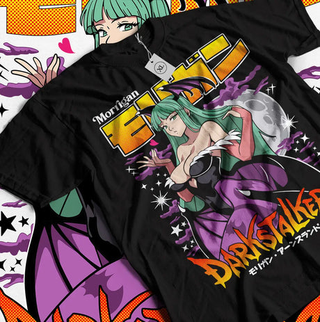 Here at Everythinganimee we have only the best anime merch! Free Global Shipping.
Step into the world of Darkstalkers with this eye-catching Morrigan Aensland graphic tee, showcasing the iconic and alluring succubus in vivid detail. Crafted with premium materials, this shirt captures Morrigan's striking presence and seductive charm,