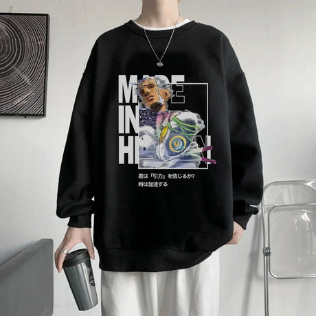 This sweatshirt is the iconic Enrico in an eye-catching print that captures his essence. If you are looking for more JoJo’s Bizarre Merch, We have it all! | Check out all our Anime Merch now!