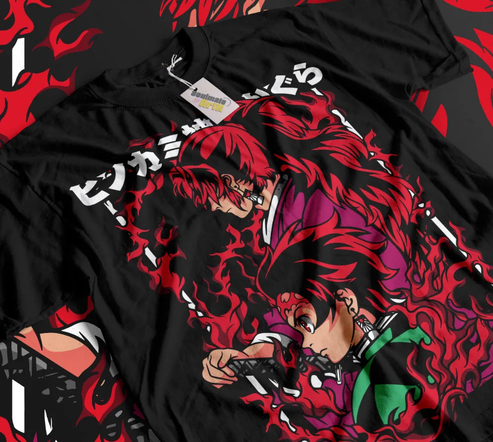 This tee captures the magic of Tanjiro & Kyojuro. If you're looking for more Demon Slayer merch, we have it all! Check out our anime merch now—free shipping!