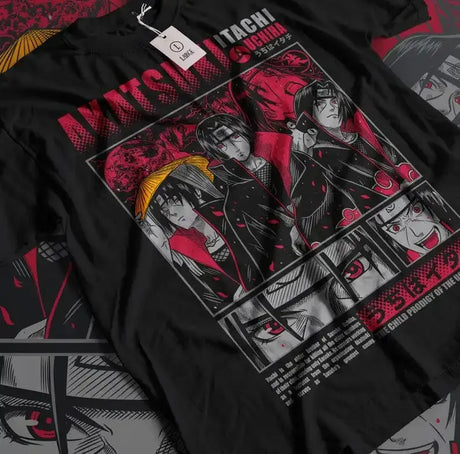 Here at Everythinganimee we have the best anime shirts in the world.
Dive into the enigmatic world of Anime Vintage Special with this eye-catching Akatsuki-inspired tee. Highlighting key members of the Akatsuki, including Itachi Uchiha, this design blends intensity and nostalgia.