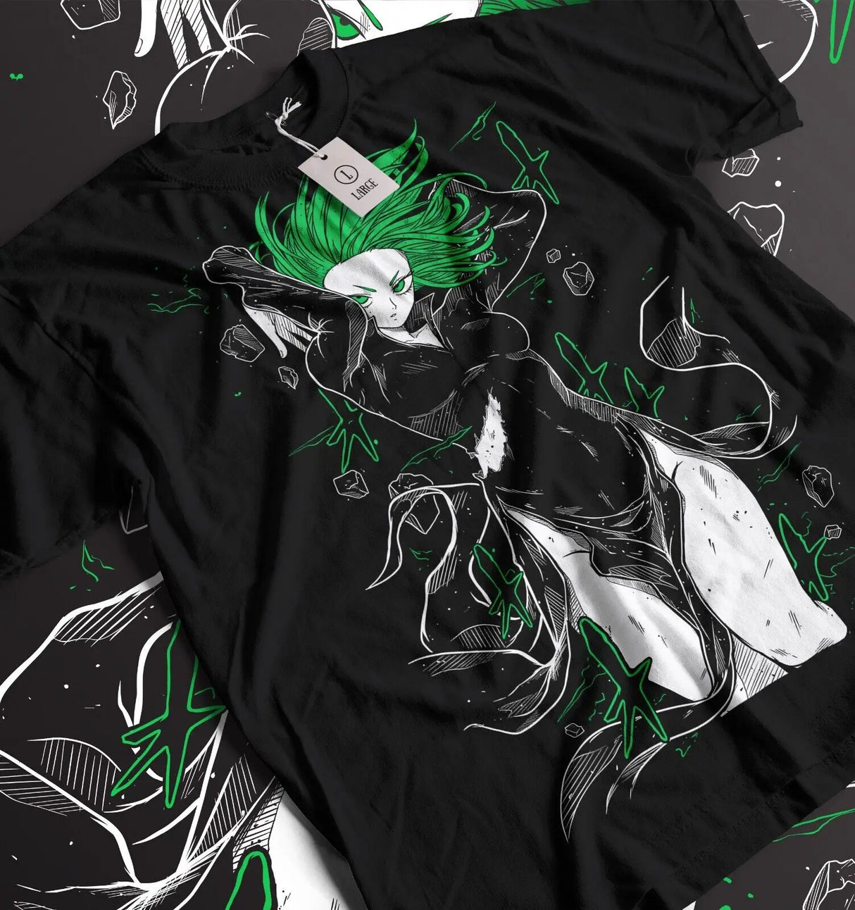 This tee is a powerful esper from One-Punch Man, capturing her iconic strength & style.  If you are looking for more One-Punch Man Merch, We have it all! | Check out all our Anime Merch now!