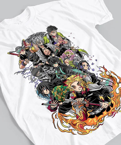 This tee captures the magic of Demon Slayer heroes. If you're looking for more Demon Slayer merch, we have it all! Check out our anime merch now—free shipping!