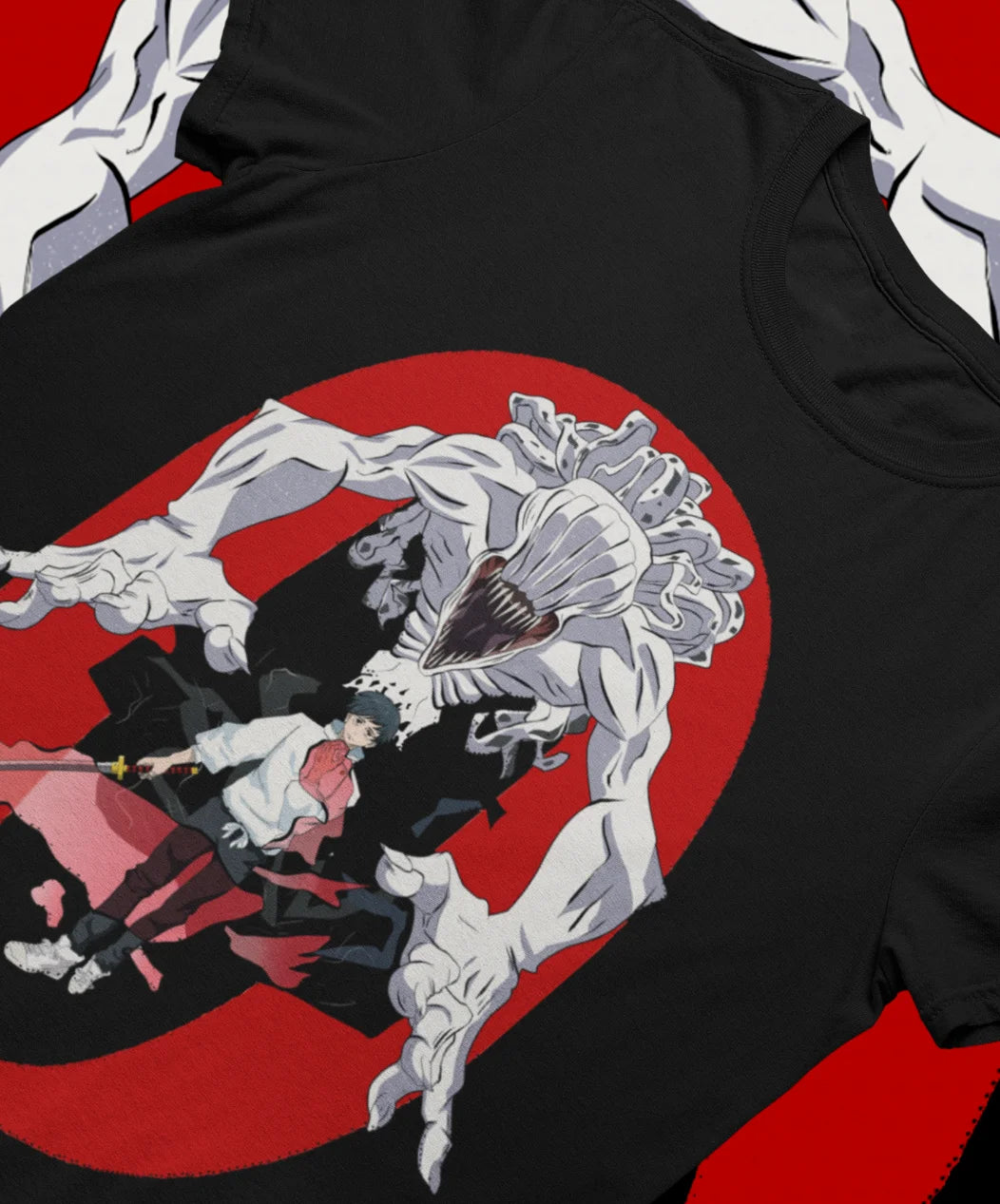 Here at Everythinganimee we have the best anime shirts in the world. 
Unleash the power of Jujutsu Kaisen with the Okkotsu Spirit Strike Tee, featuring Yuta Okkotsu and his powerful cursed spirit, Rika.