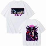 Immerse yourself in this Sung Jin-Woo tees, perfect for anime fans. Looking for more Solo Leveling merch? Explore our full collection of anime merch now!