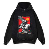 Chainsaw Man Washed Black Streetwear Cotton Vintage Hoodie