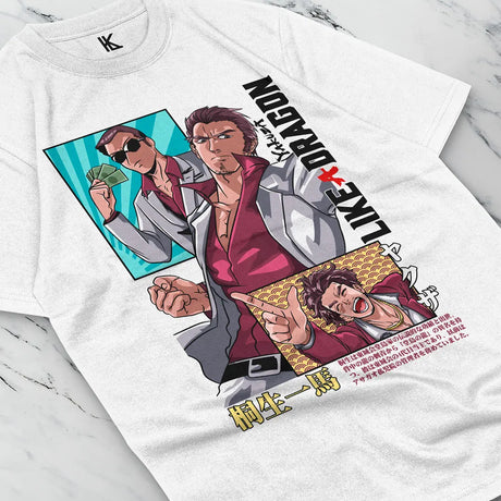 Here at Everythinganimee we have the best anime shirts in the world.
Channel the energy of Kazuma Kiryu from the iconic Yakuza series with this epic tee. The dynamic design features Kiryu in his signature look, showcasing his fearless attitude and unmatched strength.