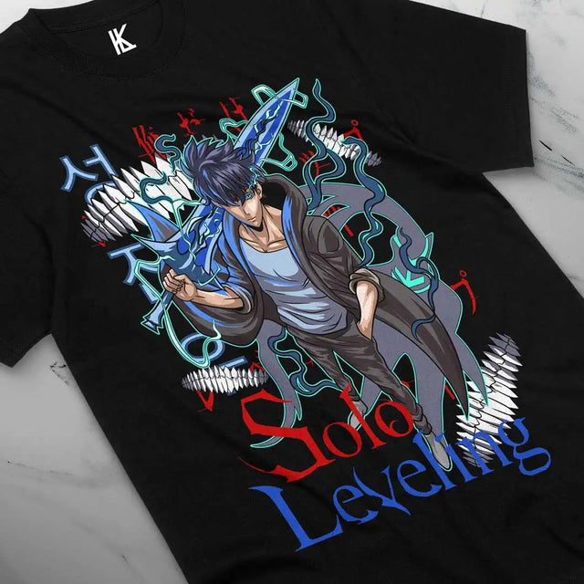 Here at Everythinganimee we have the best anime shirts in the world.
Embrace the power of shadows with this stunning Sung Jinwoo tee, inspired by Solo Leveling. The design captures the legendary Hunter Jinwoo in his full glory, surrounded by the iconic blue energy of his summons.