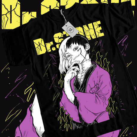 This tee captures the magic of Asagiri. If you're looking for more Dr. Stone merch, we have it all! Check out our anime merch now—free shipping!