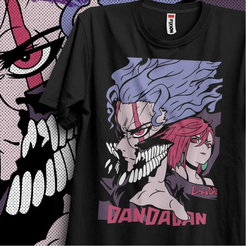 Immerse yourself in this striking Momo & Okarun Tee, perfect for anime fans. Looking for more Dandadan merch? Explore our full collection of anime merch now!