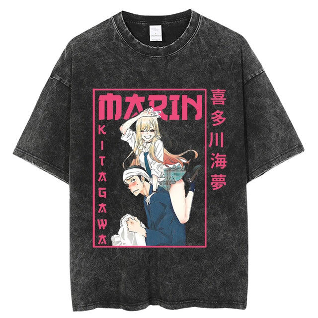 Anime My Dress Up Darling Harajuku T Shirt Men Hip Hop Vintage Washed 100% Cotton Streetwear Short Sleeve Graphic Unisex T-Shirt, everythinganimee