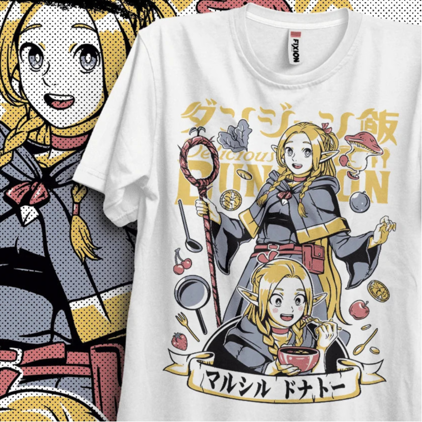 Immerse yourself in this Marcille tee, perfect for anime fans. Looking for more Delicious in Dungeon merch? Explore our full collection of anime merch now!