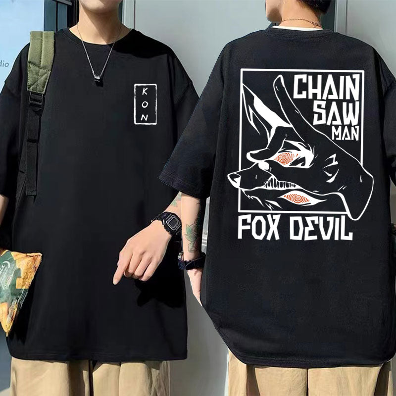 Chainsaw Man Hayakawa Aki Fox Devil Kon Print T-Shirt