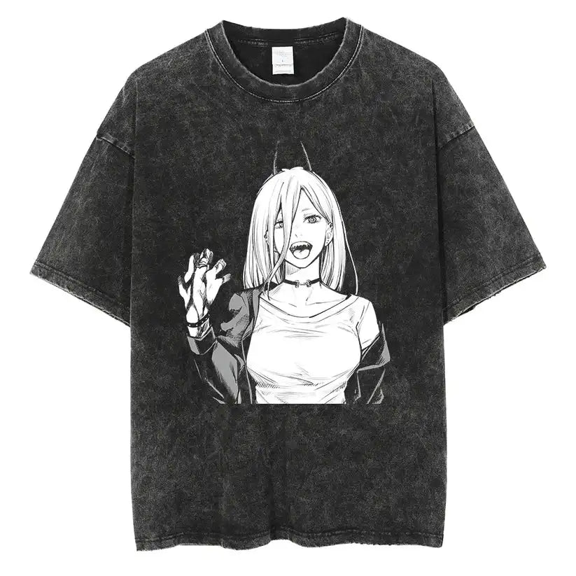 Here at Everythinganimee we have the best anime shirts in the 
world. Showcase your love for Chainsaw Man with this bold Power tee.