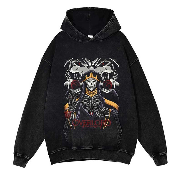 Streetwear Anime Graphic Hooded Pullover Autumn Hip Hop Men Harajuku Sweatshirt Black Washed Casual Hoodie Cotton Vintage Hoodie, everythinganimee