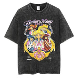 Men Hip Hop Streetwear Black T-Shirt Japanese Anime Sailor Moon Vintage T Shirt Summer Harajuku Cotton Tshirt Short Sleeve Tops, everythinganimee