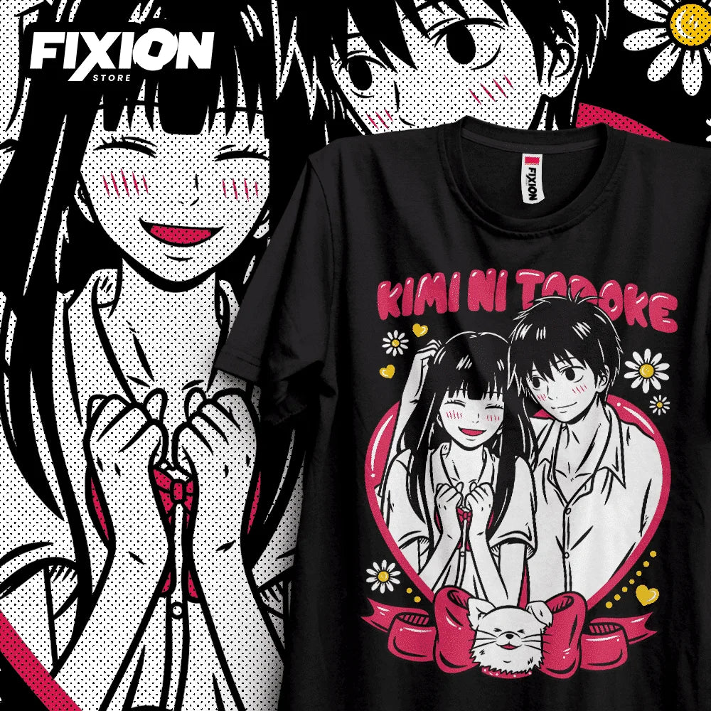 Here at Everythinganimee we have the best anime shirts in the world.
Step into the heartwarming world of Kimi ni Todoke with this charming tee that captures the gentle romance of Sawako and Kazehaya. 