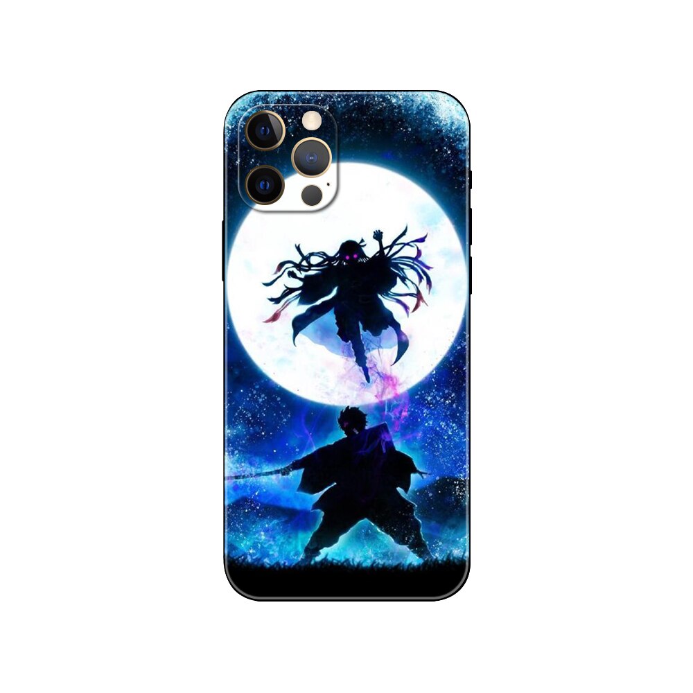 Demon Slayer Kimetsu No Yaiba phone case for iphone 14 se 6 6s 7 8 plus x 10 XR XS 11 12 13 mini pro MAX black tpu back cover, everythinganimee