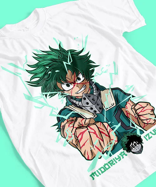 Here at Everythinganimee we have the best anime shirts in the world.
Unleash your inner hero with this electrifying Midoriya Izuku shirt from My Hero Academia. Featuring Deku in full action mode, this tee captures the raw energy and determination of everyone's favorite hero-in-training.